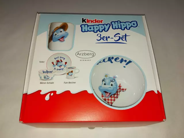 kinder Happy Hippo Set Arzberg - Fan-Becher Teller Müsli-Schale * NEU & OVP