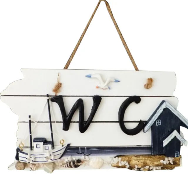 Beach Wall Plaque Toilet Sign Wooden Hanging Shopping Guide Statue Decor