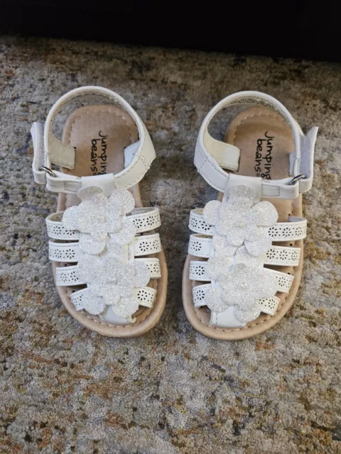 Jumping Beans Toddler Girls Fashion Sandal Size 6 White Casual & Stylish Shoes