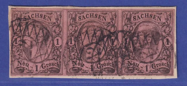 Sachsen Friedrich August II.1 Ngr Mi.-Nr.9 II b O Dreierstreifen gpr. PFENNINGER