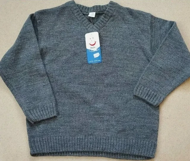 Maglione grigio Adams School a maniche lunghe collo a V stretto a maglia età 5 anni