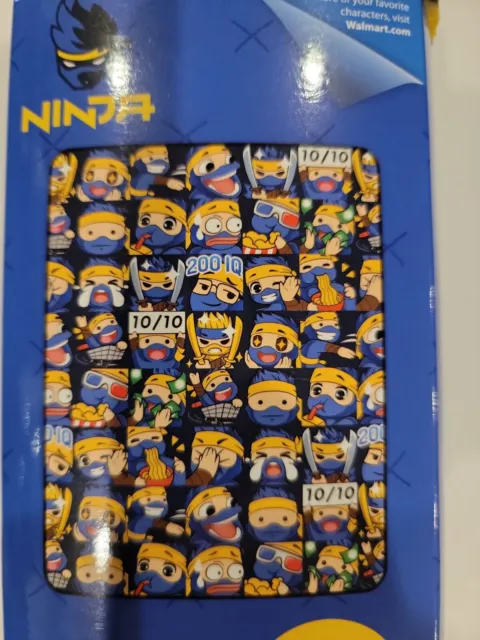 Manta de lanzamiento Team Ninja 46X60 azul negro bloques emoji de personajes Fortnite NUEVO