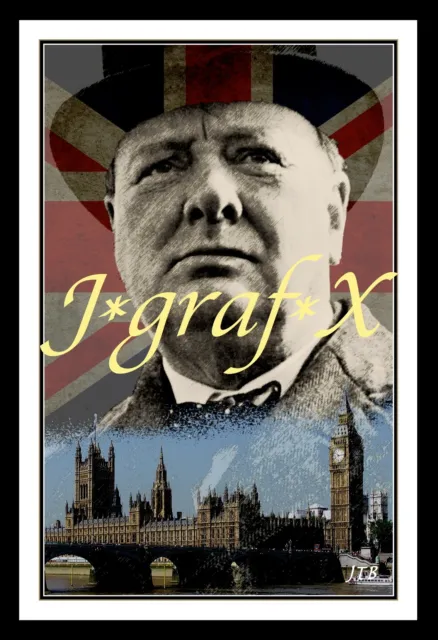 Pm Winston Churchill - London England - Portrait Poster - Really Cool Artwork!!!