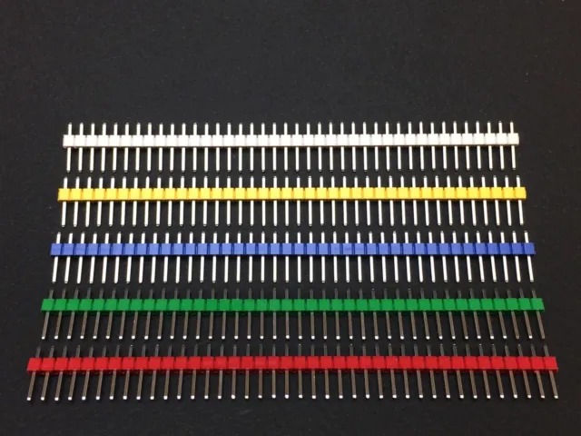 Barre de stylo, colorée | rouge, vert, bleu, jaune, blanc | 40 broches | RM 2,54 mm