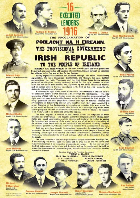 1916 Executed Leaders and The Proclamation of the Irish Republic - A3 Poster