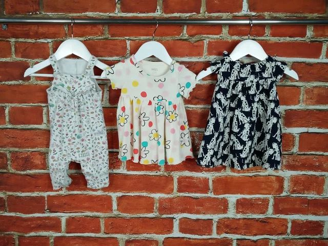 Baby Girls Bundle Age 0-3 Months M&S Next Romper Babygro Sleepsuit Dress 62Cm