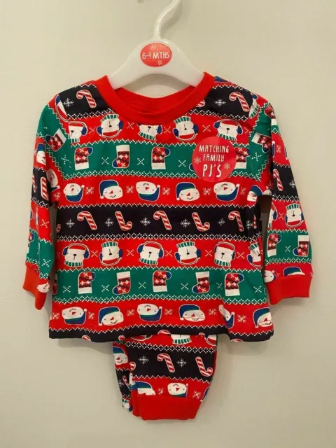 Girls Boys 6-9 Months Christmas Bear Snowman Pyjamas Pj's B&M New S/Nxmaspj