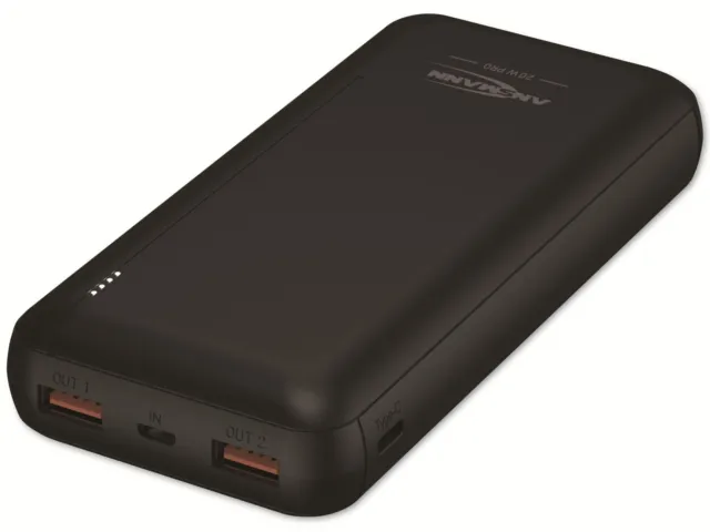 ANSMANN USB Powerbank PB320PD, 20000 mAh, 20 Wh, 2x USB-A Port, QC 3.0