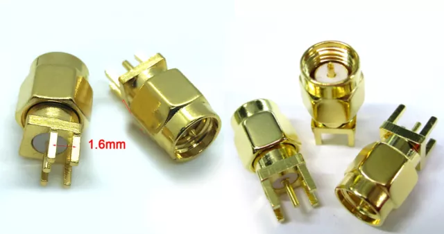 lot SMA Male Jack Solder Edge space PCB Mount Straight RF Connector Gold plating