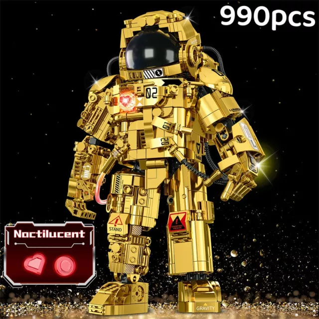 Space Gold Astronauts Building Blocks Assembly Toy Kids Gift Machinery Spaceman
