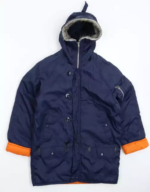 Preworn Boys Blue Parka Coat Size L Zip