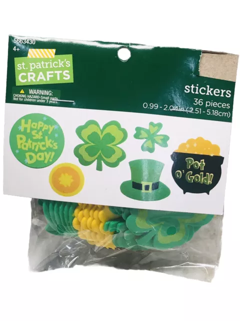 St. Patrick's Day Heart Foam Sticker Assortment - Shamrocks, Leprechaun Hat,36pc