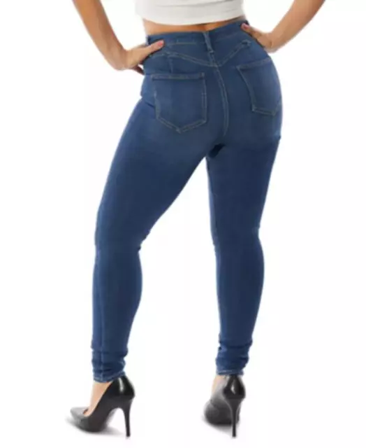 Dollhouse Juniors' High-Rise Curvy-Fit Skinny Denim Jeans, Blue Size 1
