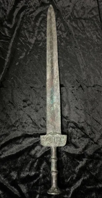 Excellent Ancient Roman Old Bronze With Patina Unique Big Dagger Sword