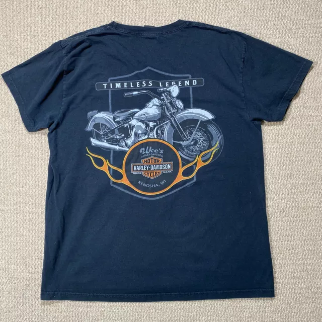 T-Shirt Harley Davidson Herren Large Black Flames Fire Biker Kenosha Motorrad