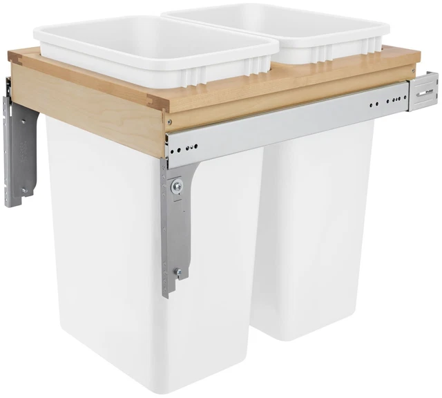 Rev-A-Shelf 4WCTM-2150DM-2 4WCTM Top Mount Double Bin Trash Can - White