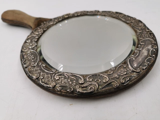 MIROIR à Main métal Emaillé VINTAGE