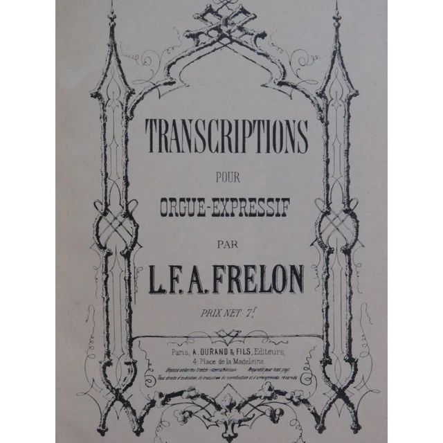 FRELON L. F. A. Transcriptions Orgue Harmonium ca1900