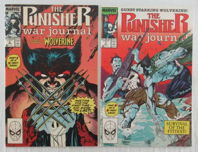 The Punisher War Journal #6 & 7 Marvel Comics 1989 Vs. Wolverine Jim Lee