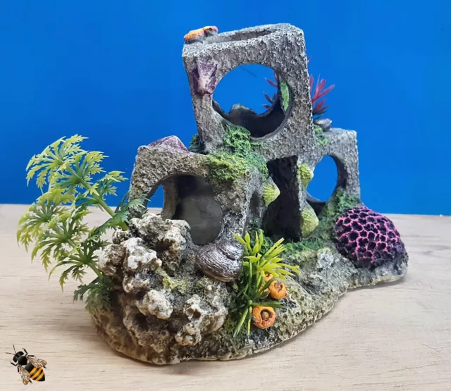 Aquarium Ornament Coral Cubes Rock Plant Hide Cave Fish Tank Decoration Stacked