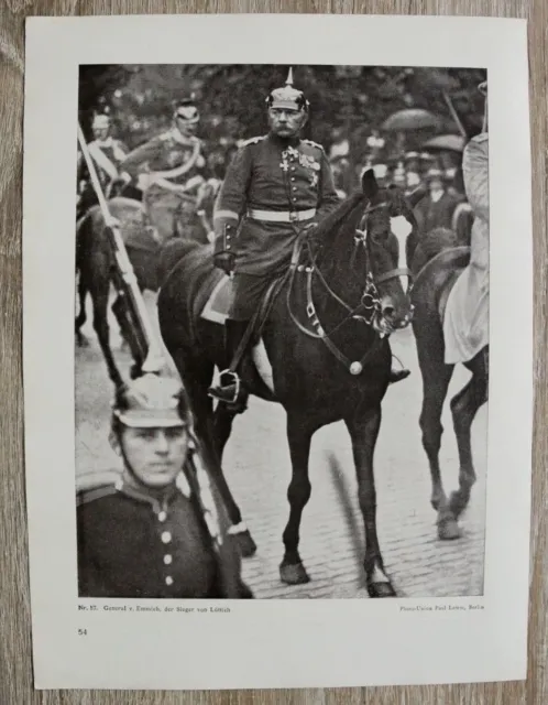 Blatt 1914-18 Belgien Lüttich Liege Sieger General von Emmich Pferd Orden 1.WK