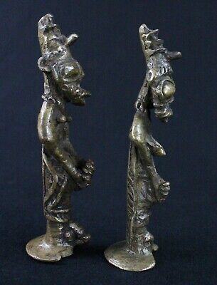 Art African Primitive - Couple Figures Bronze Ogoni - 10,3 & 9,8 CMS 3