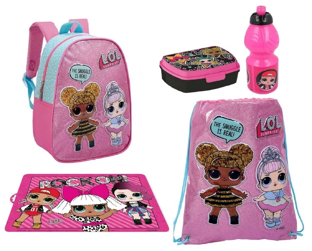 LOL Surprise Glitter Zainetto Zaino + Sacco Sport set Scuola asilo 5 pezzi