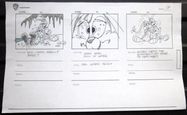 TINY TOONS ADVENTURES Warner Brothers WB PRODUCTION cel DRAWING STORYBOARD PAGE
