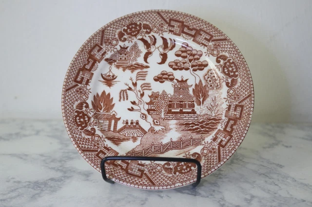 VINTAGE WILLOW BROWN Dinner Plate Set (x3) – Japan – Brown