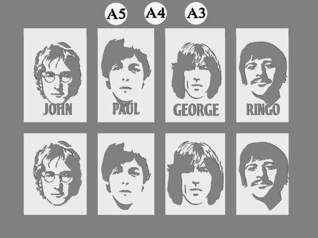 Mylar Stencil The Beatles Lennon McCartney Ringo 125/190 micron Craft Art DIY(5)