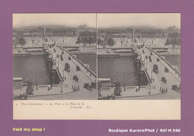 Photo Stéréo Carte-Postale 1920 : Paris, Le Pont Et Place De La Concorde -M566