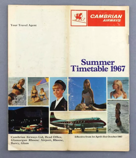 Cambrian Airways Airline Timetable Summer 1967