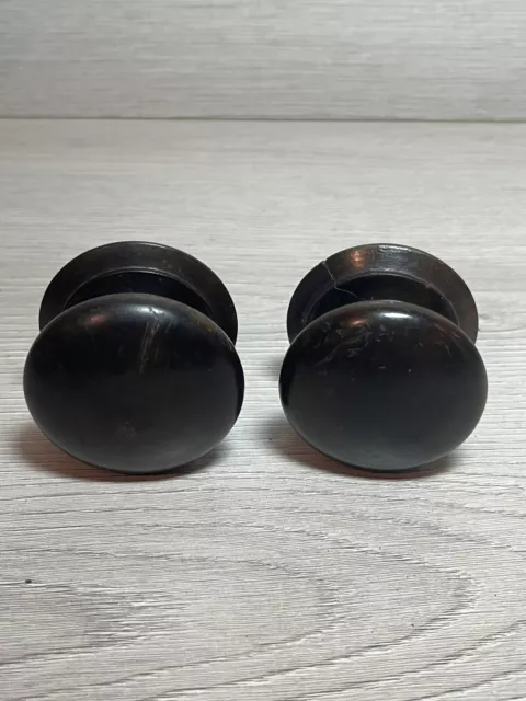 Pair Of Antique Wooden Cupboard Door Knob Handle Pull Vintage Old