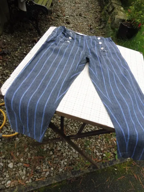 Pantaloni vintage TELSALDA empire made blu a righe vita 28