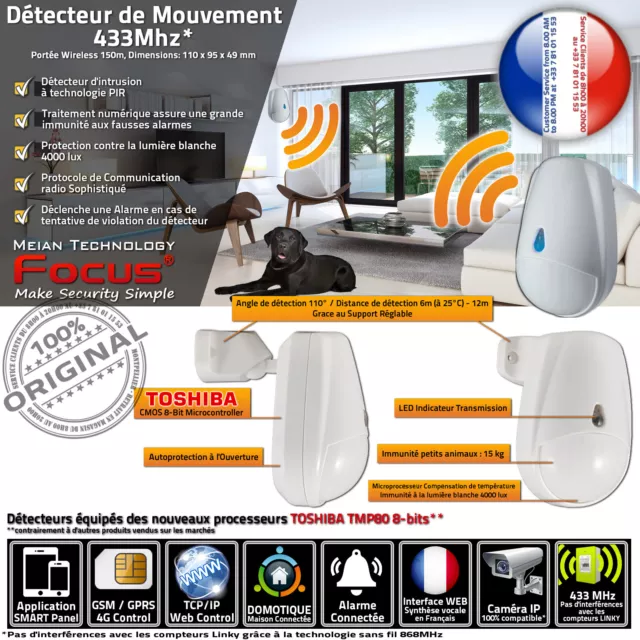 Détecteur Mouvement Infrarouge Passif 433 MHz MC-335R Centrale Alarme Connectée