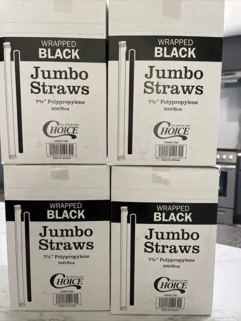 Choice Jumbo Straws 7 3/4” Wrapped  500 Per Box Lot Of 4
