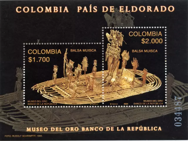 Kolumbien 2004 "Eldorado" Goldplastik  Floß, MiNr Block 60 ** MNH