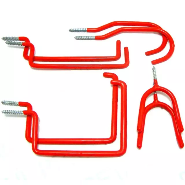 GARAGE STORAGE HOOKS X8 Ladder Shed Tool Non Scratch Small Large Wall Utility UK