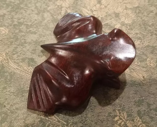 Small Hand Carved Wood Frog Figurine Natural Wood 3" L x 4" W x  1" H (50)
