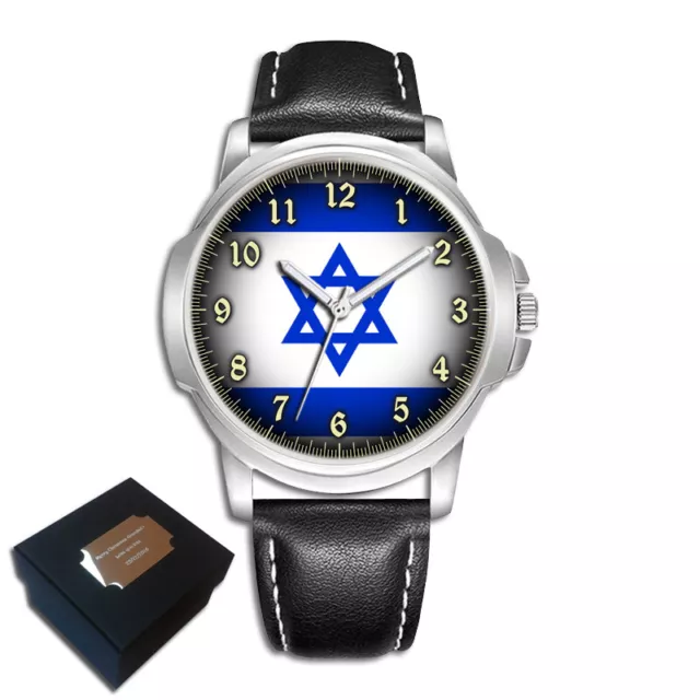 Reloj Pulsera Bandera De Israel Estrella De David Caballeros Regalo Cumpleaños Regalo Grabado 3