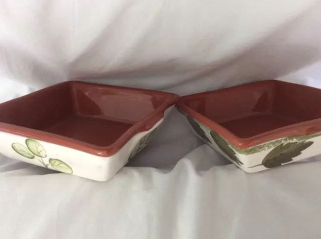 Vintage Traditional Portuguese Hand Painted Terra-Cotta Baking Dishes (2).  D135
