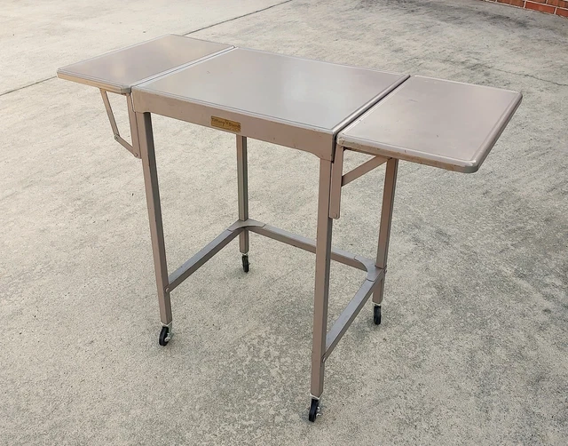 Vintage Tiffany Metal Typewriter Stand Drop Leaf Table Mid Century Industrial Vintage Tiffany Metal Typewriter Stand Drop Leaf Table Mid Century Industrial