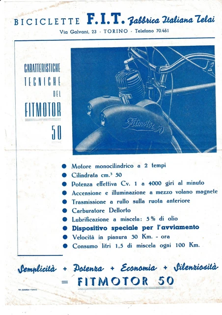 Micromotore Fitmotor 50 cc. - Volantino Flyer Esordio Fabbrica Italiana Telai Micromotore Fitmotor 50 cc. - Volantino Flyer Esordio Fabbrica Italiana Telai