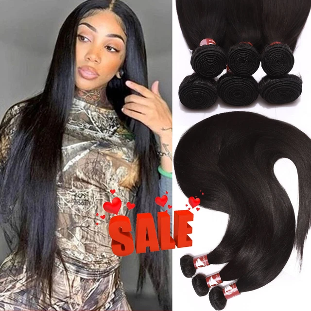 100% Soft Straight 1-4Bundles 100% Brazilian Virgin Human Hair Extension Weave X