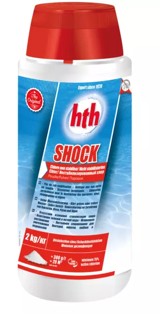 HTH SHOCK Poudre - 2kg | Chlore Choc Non Stabilisé - Désinfection Choc