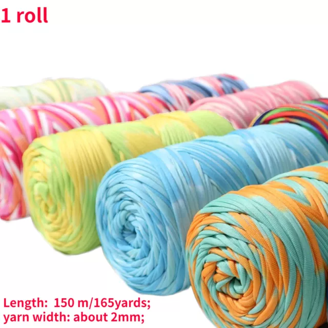 165yards/roll Colorful T-Shirt Yarn Spaghetti Knitting Crochet Cotton DIY