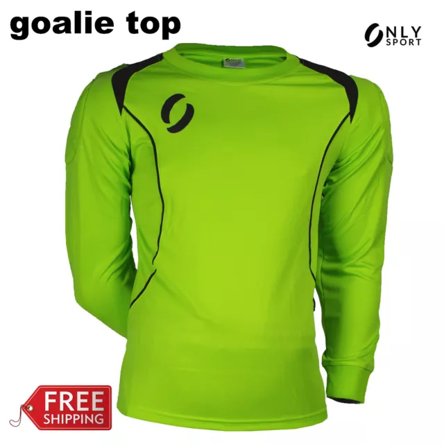 Goalkeeper top green boys girls mens womens soccer futsal sizes 3XS - XL