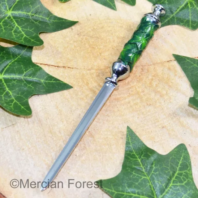Ivy Leaf Athame Letter Opener - Handmade Clay Wicca Witch Solstice Summer Winter