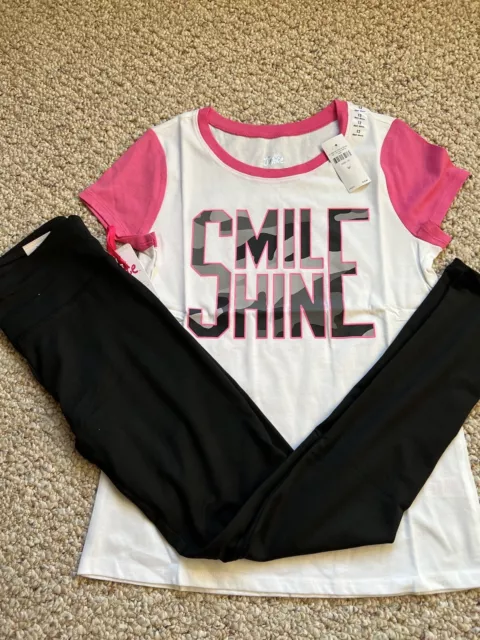 New Justice Girls Outfit Top Size 12 &Black Leggings Size 12-14