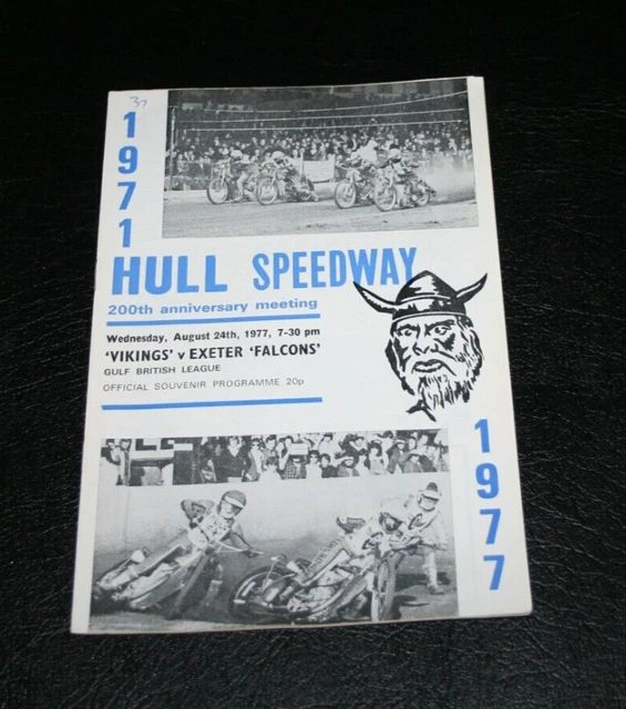 HULL v EXETER BRITISH LEAGUE SPEEDWAY PROGRAMME 24/8/1977 POSTPONED